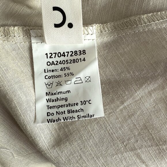 Commense Cotton & Linen Pleated Cutout Long Maxi Dress Cream - Picture 7 of 9